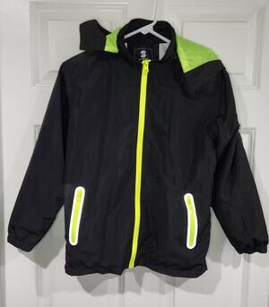 Kids XL Hooded Waterproof Rain Jacket w/ Pockets & Removeable Hood Mesh Lined